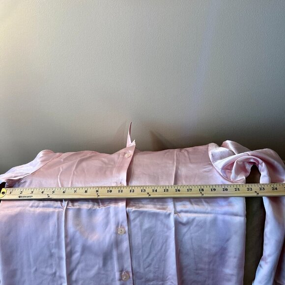 Susan Graver  Blouse Soft Pink Charmeuse Button Front Better than Real Silk - Picture 9 of 15